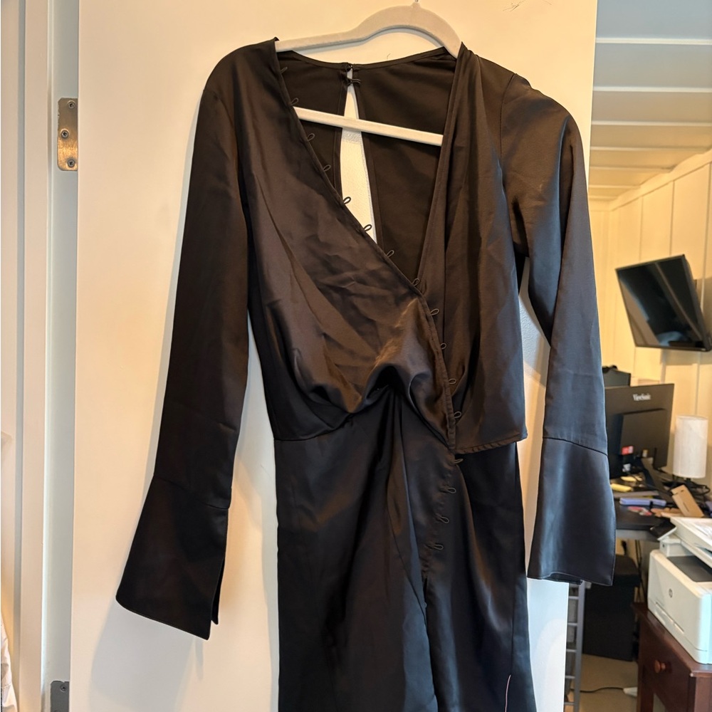 ASOS Black Long Sleeve Wrap Dress